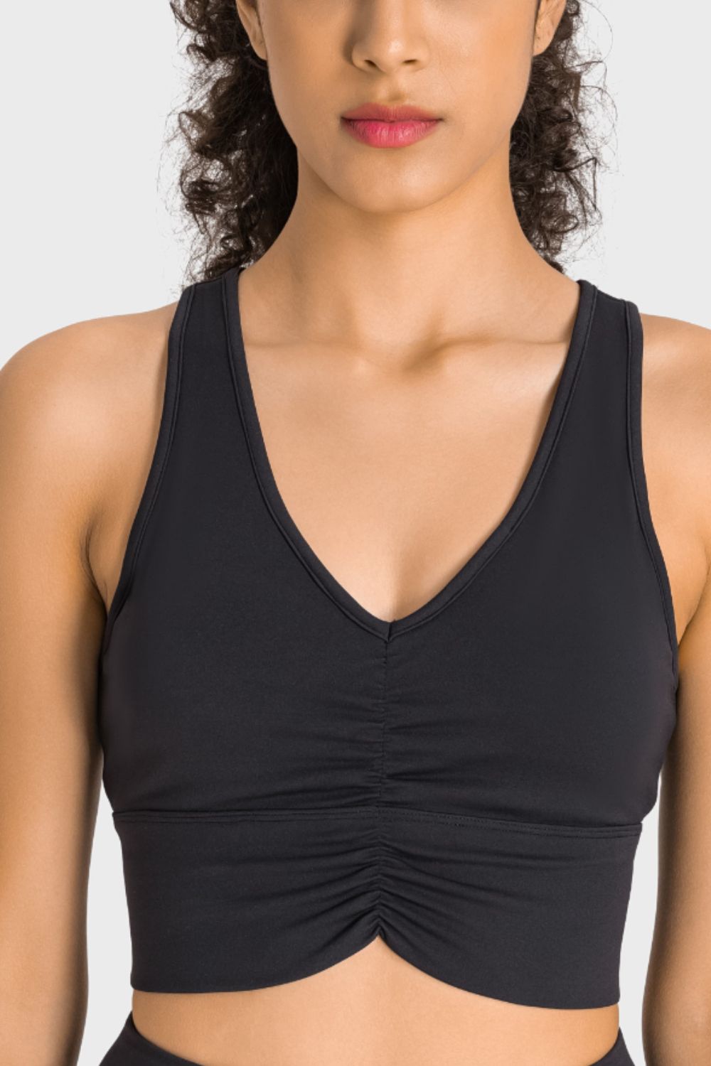 Gathered Detail Halter Neck Sports Bra