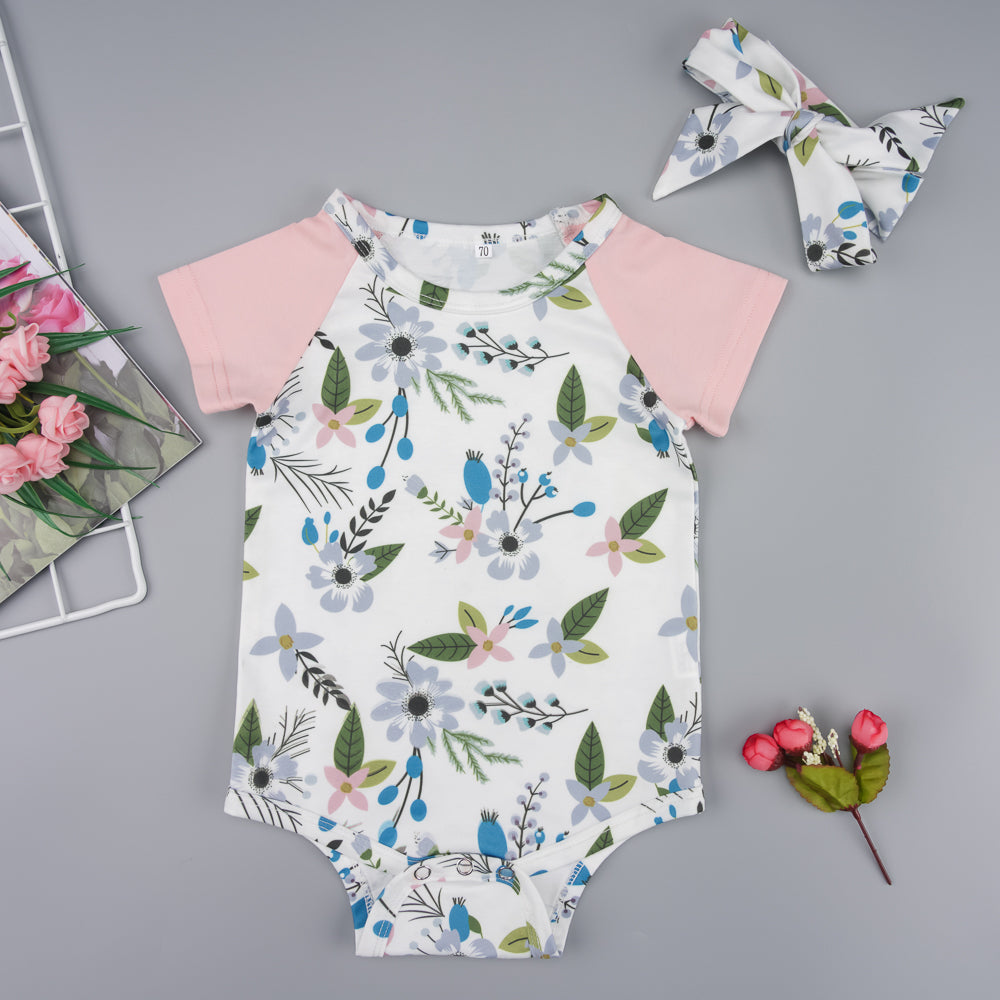 Floral Short Raglan Sleeve Bodysuit