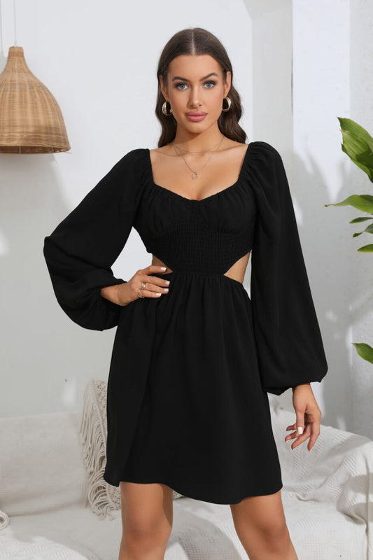 Cutout Long Balloon Sleeve Dress