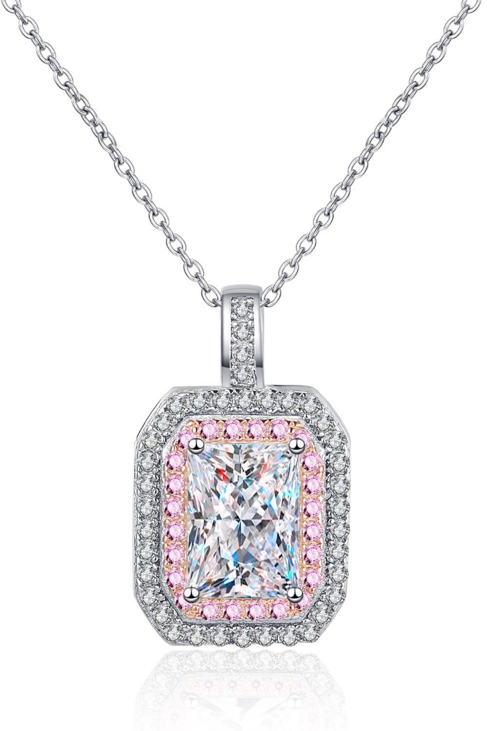 1 Carat Moissanite Geometric Pendant Chain Necklace