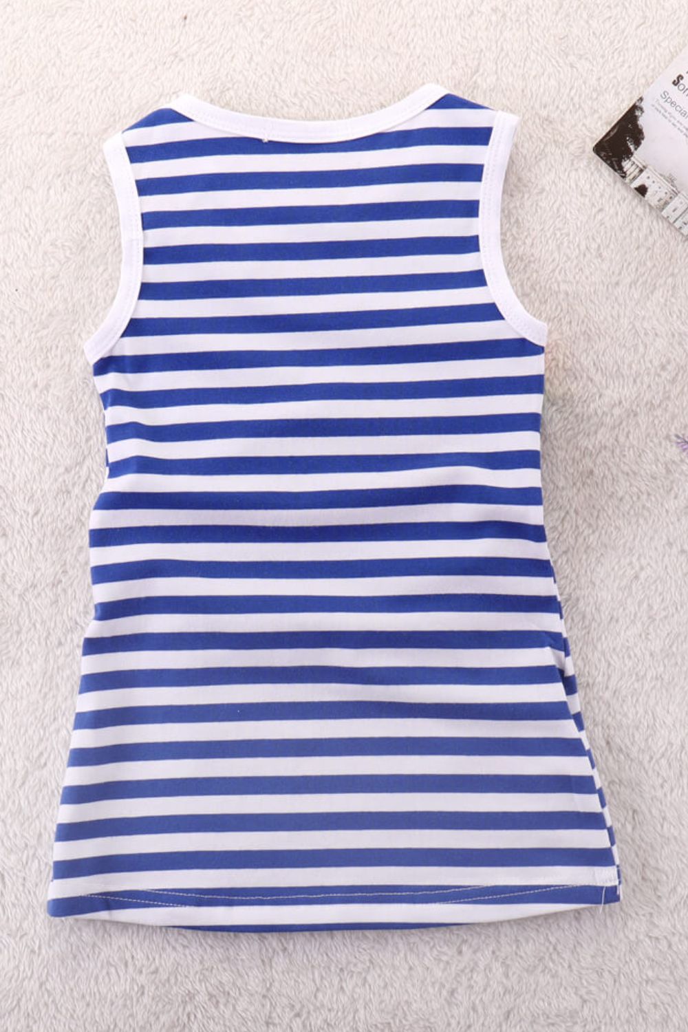 Girls Rainbow Graphic Striped Sleeveless Dress