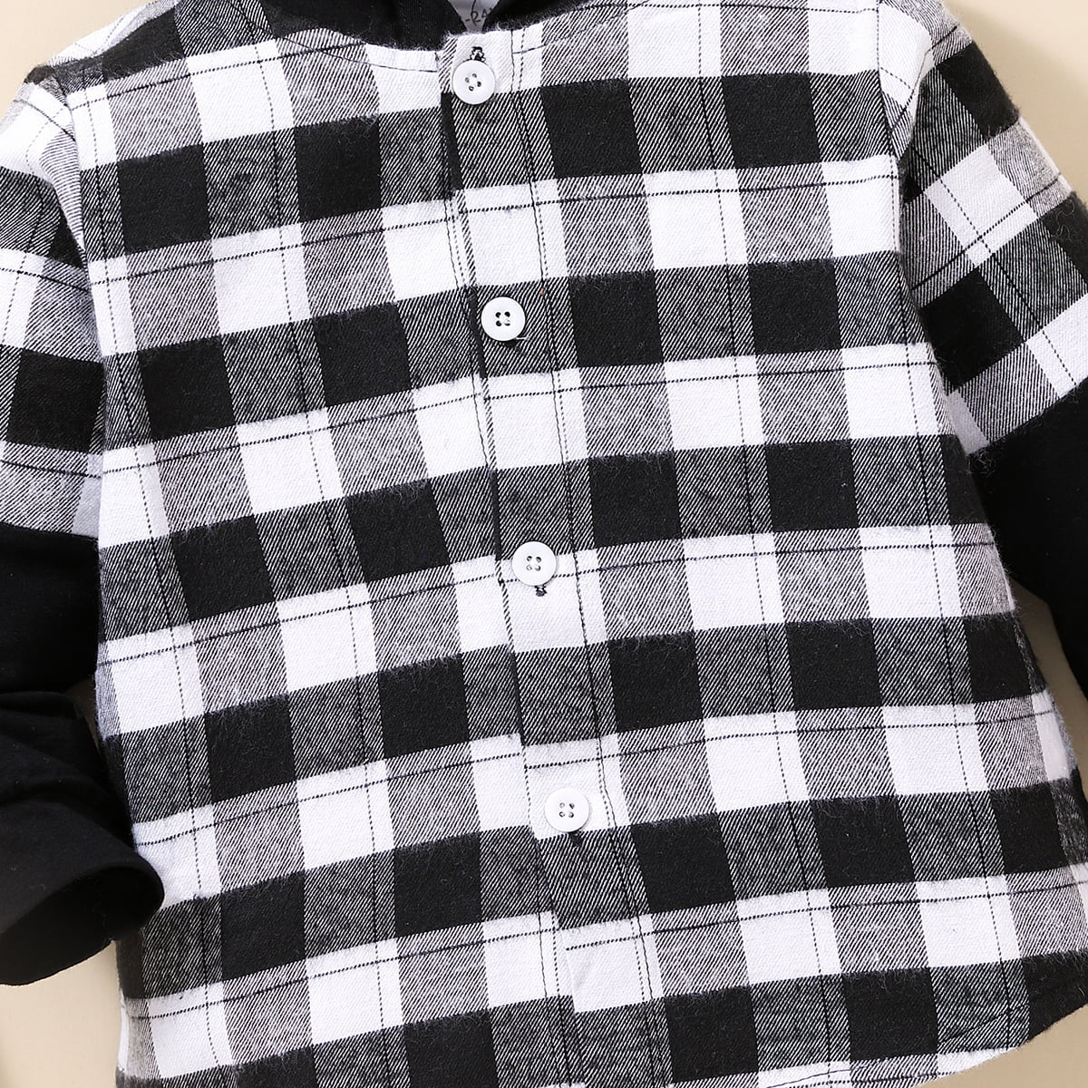 Plaid Button-Down Long Sleeve Hoodie