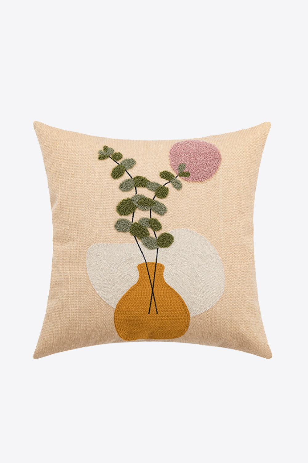 Embroidered Square Decorative Throw Pillow Case