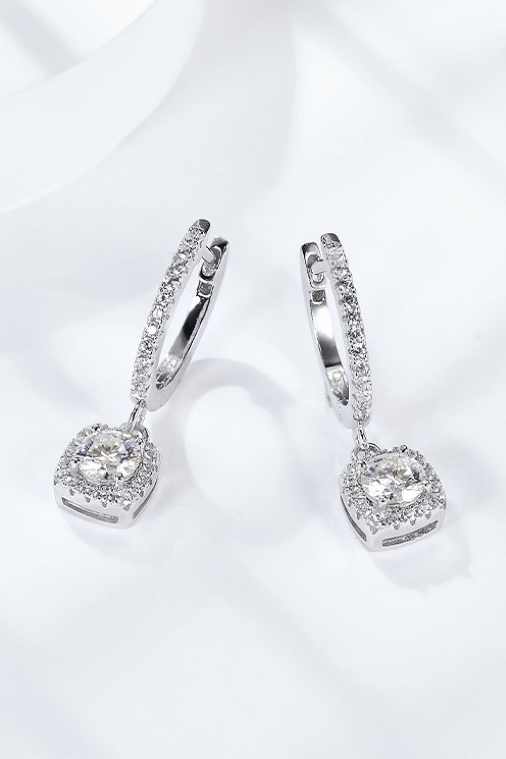 Moissanite Huggie Drop Earrings