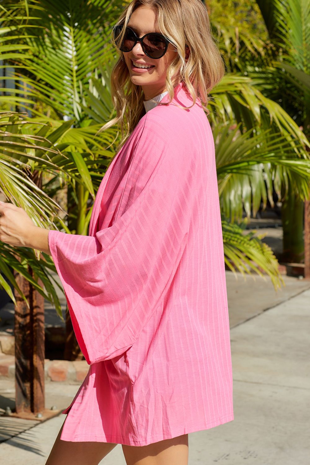 Dolman Sleeve Open Front  Longline Cardigan