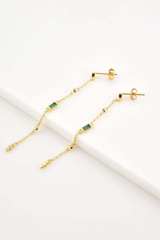 Inlaid Zircon 18K Gold-Plated Earrings