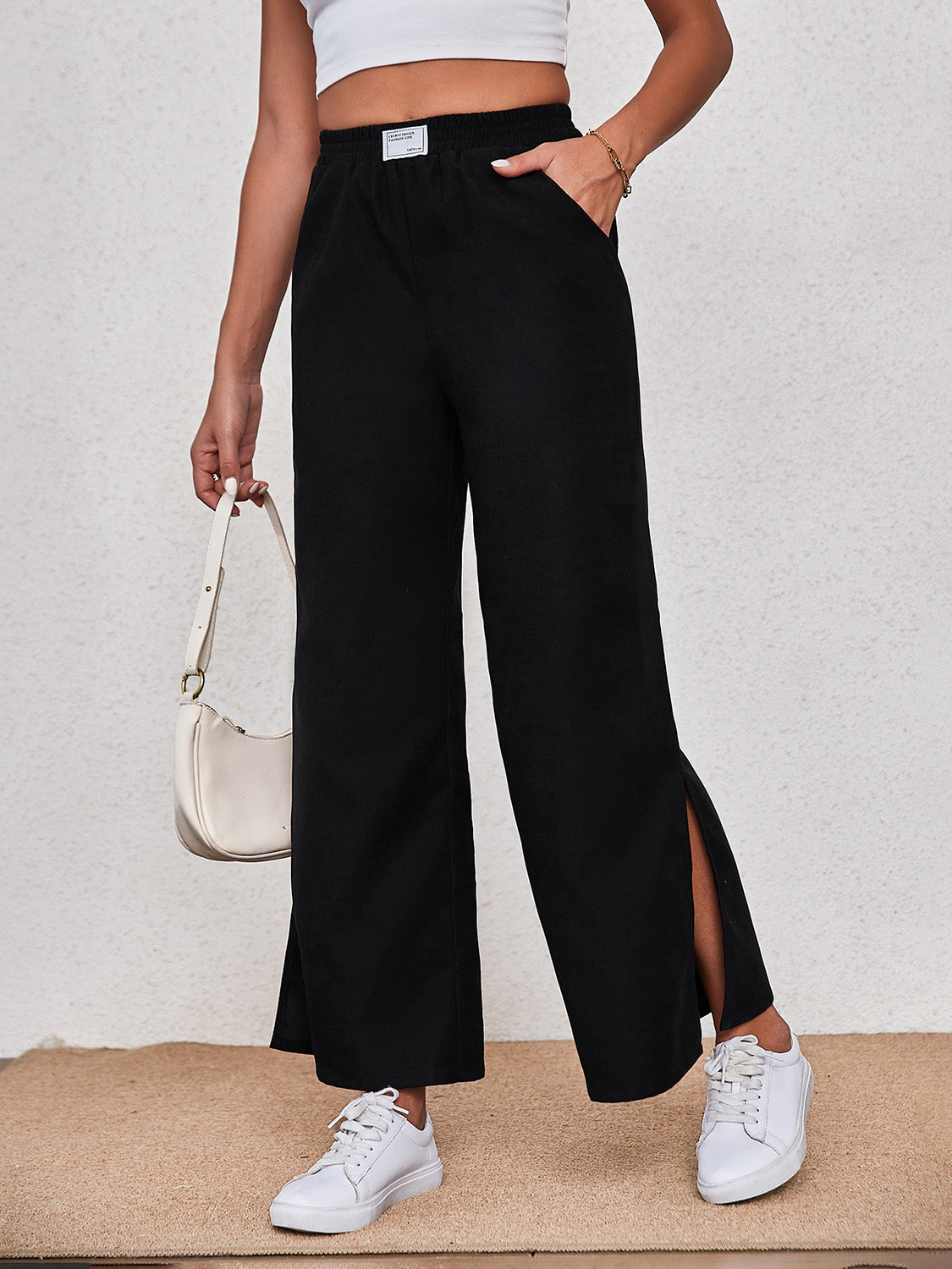 Wide Leg Slit Pants