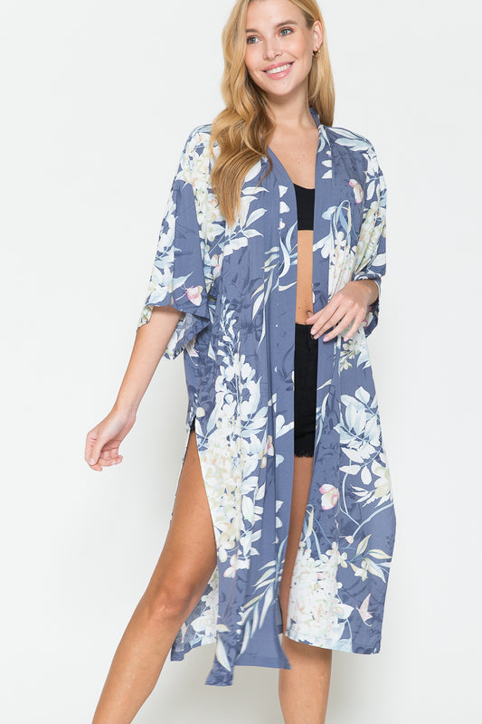 Justin Taylor Botanical Print Split Cover Up